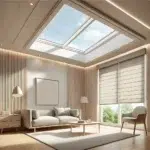 Skylight blind installed in a living room