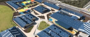 Solatube skylight installation into commercial school roof