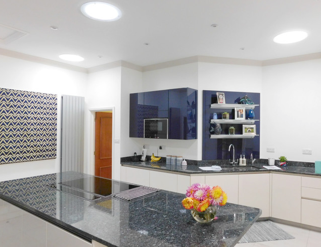 Tubular skylight in kitchen