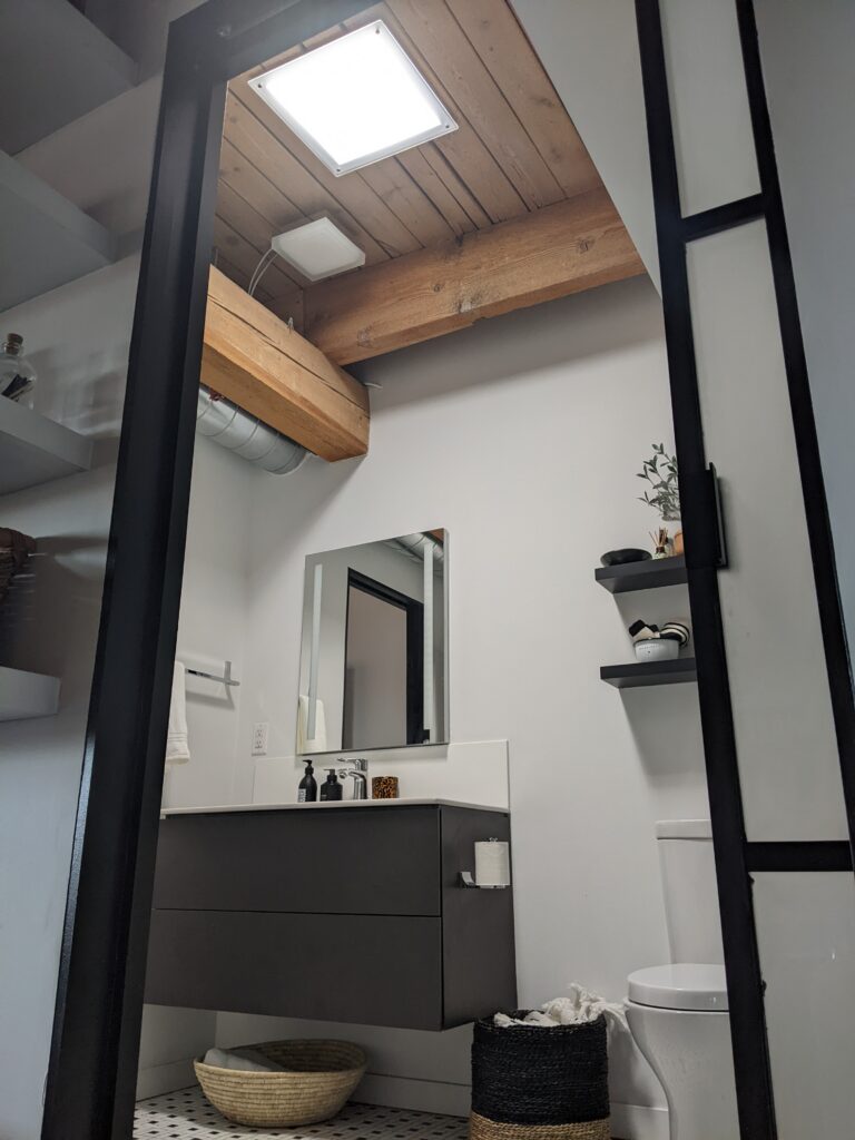 bathroom with skylight installed