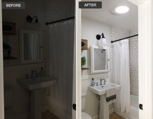 Before vs After bathroom remodelling with skylight installation