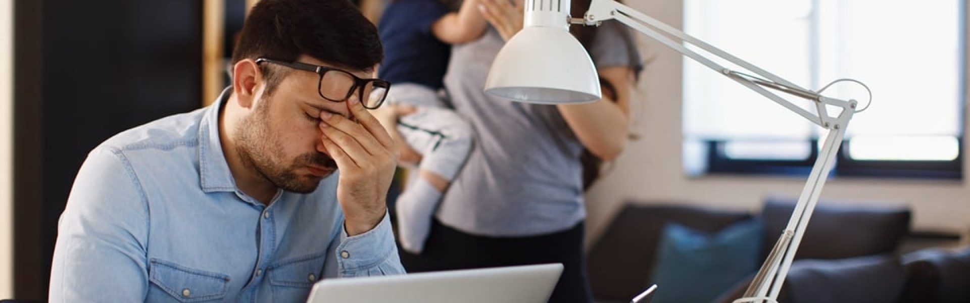a tired stressed office worker